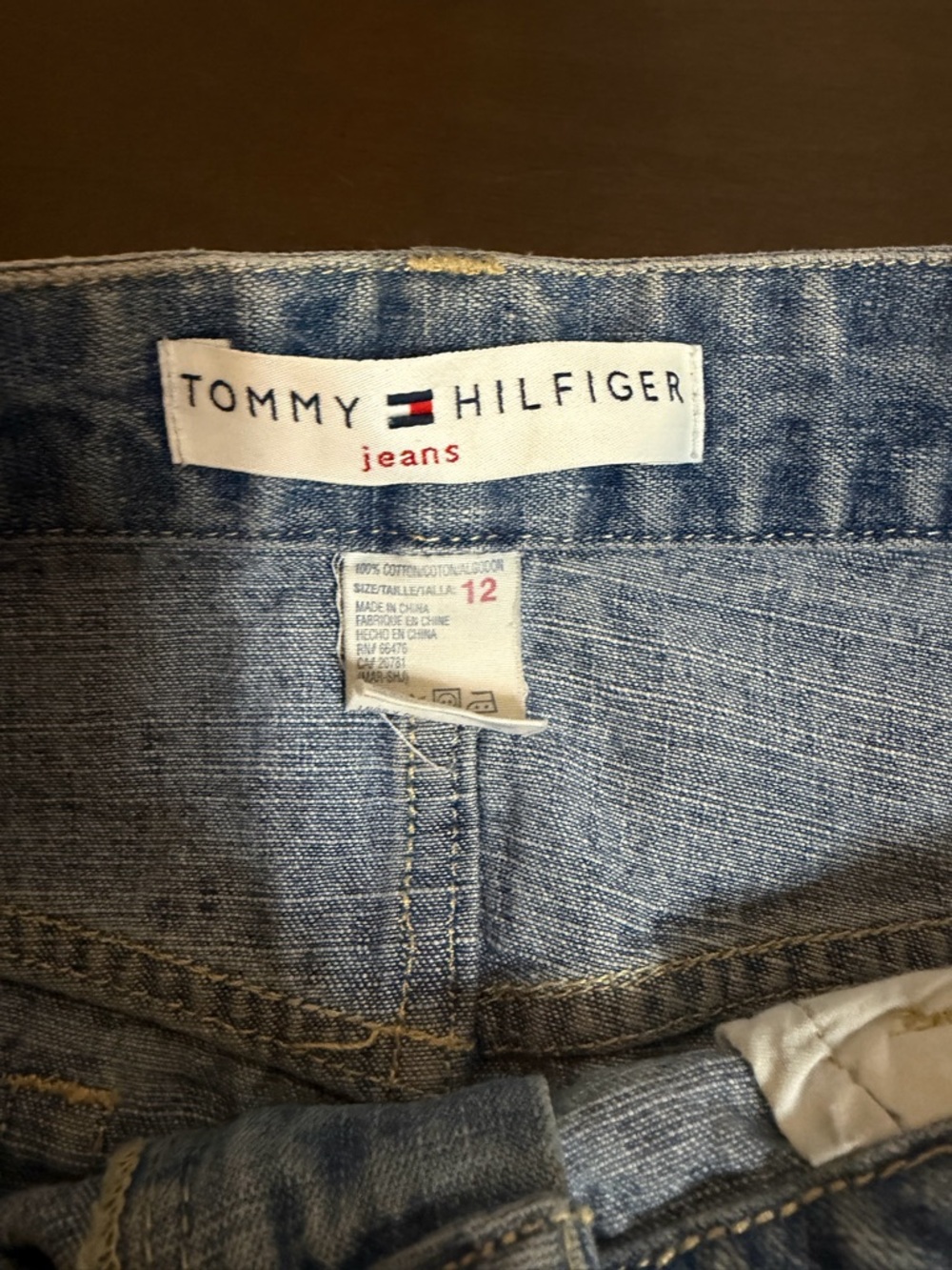 Tommy Hilfiger Denim Mini Skirt Flag Pocket Y2K Size 12 - Picture 2 of 3
